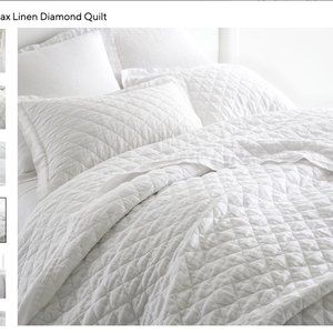 BRAND NEW (still in bag) KING Belgian Flax Linen Diamond Quilt